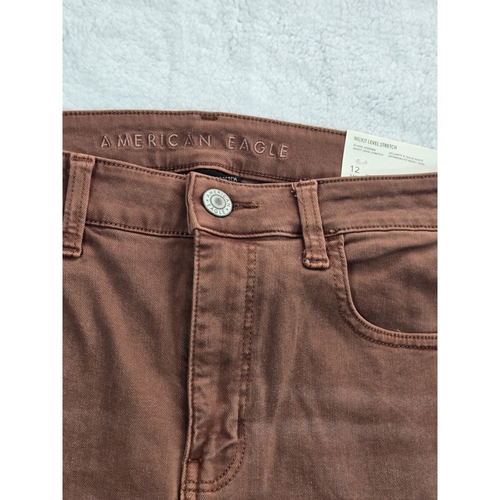 American Eagle Women Jeans NWT Size 12 X Short Rust Brown Grunge Next Level Strc - Picture 2 of 10